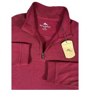 Tommy Bahama Rhumba Red Cotton Quarter-Zip Pullover Sweater Men's Sz L NWT